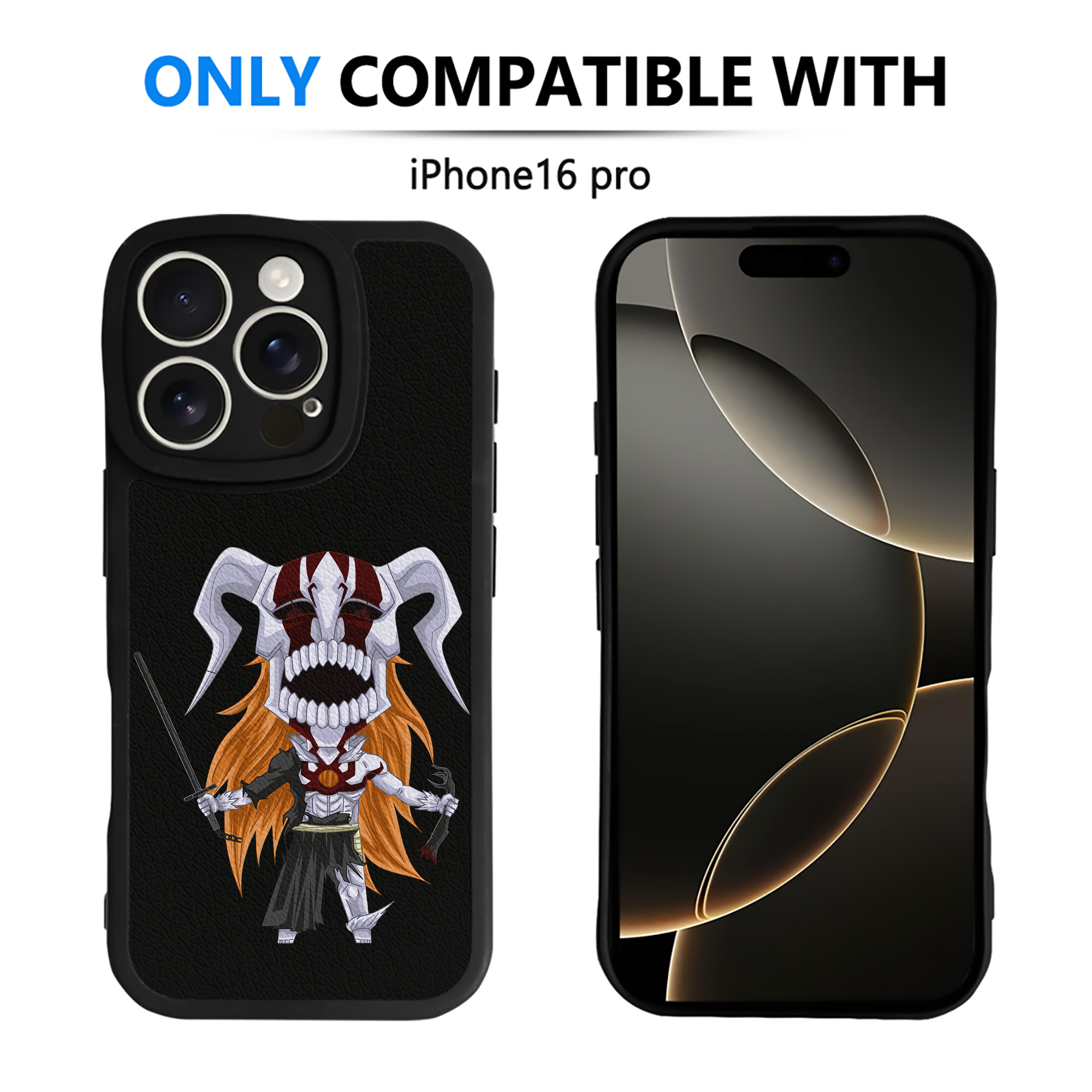 （画像用） ブリーチ 黒崎一護（くろさき いちご）BLEACH Kurosaki Ichigo 【iPhone 16シリーズ対応】シリコンスマホケース（レザー調） 材質：シリコン